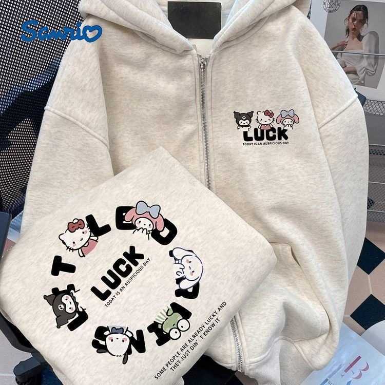 Sanrio Cotton Zipper Cardigan Sweatshirt for Women Spring and Autumn Design Niche Loose Lazy Style Hoodie Jacket H251121