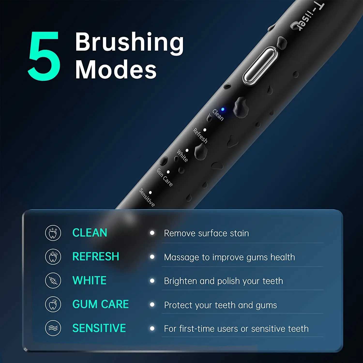 Rechargeable Electric Toothbrush 8PCS Replacement Head Smart Timing Tooth Brush 5 Modes Teeth Clean Whitening Sonic Toothbrush C251121