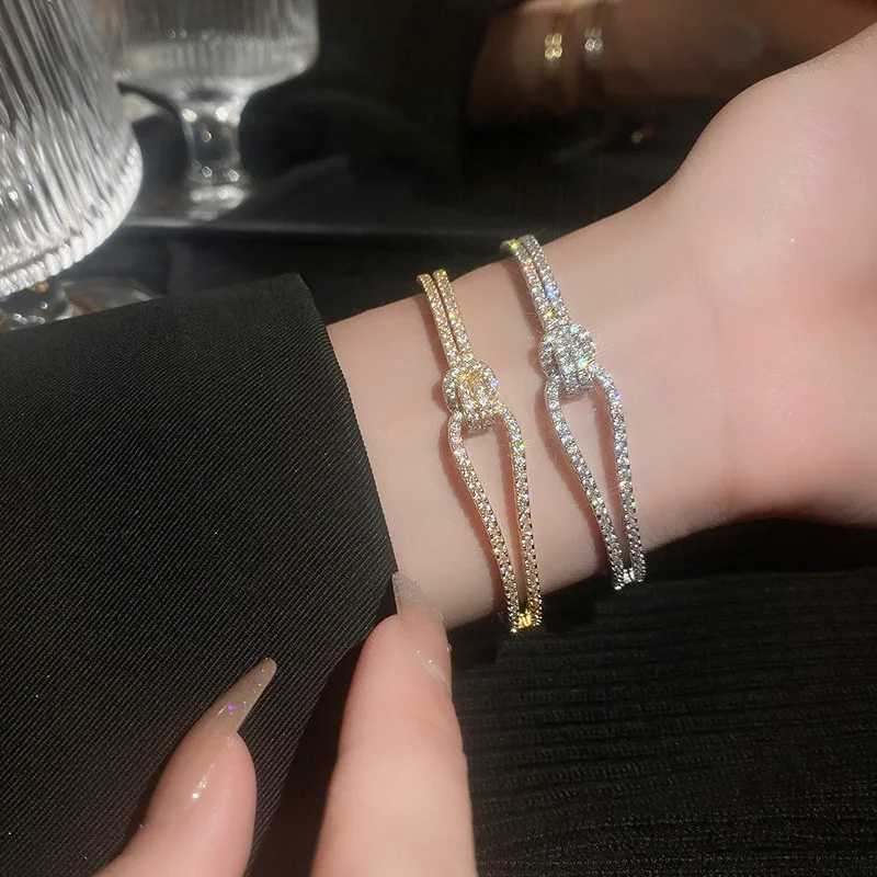 ZAKOL Exquisite AAA Full Zircon Knot Bracelet Bangles for Women Fashion Adjustable Open Bracelet GiftW251121