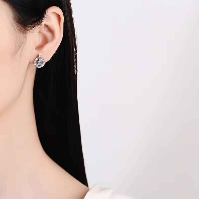 GRA Certified Lab Diamond 925 Sterling Silver Stud Earrings 03CT Moissanite D Color Round Earrings for Women Birthday Gifts