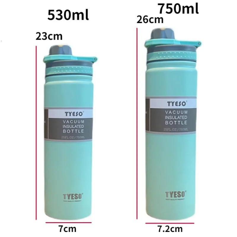 Tyeso 530ML 750ML Thermal Water Bottle Stainless Steel Coffee Mug Vacuum Flask Insulated Sport Travel Thermos Cup for GYM 251114 W260226