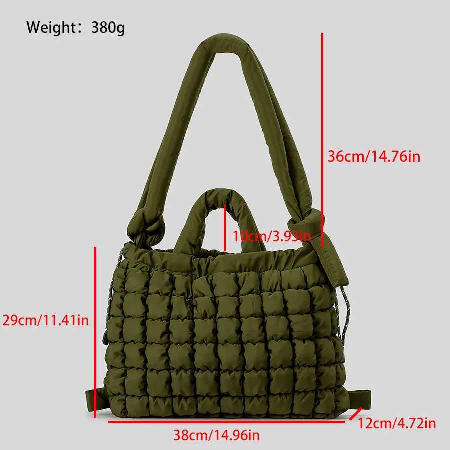 Casual Nyl Quilted Tote Bag Knotted Strap Soft Puffer Wen Handbag Padded Shoder Crossbody Bags Large Capacity Shopper Bag Y251121
