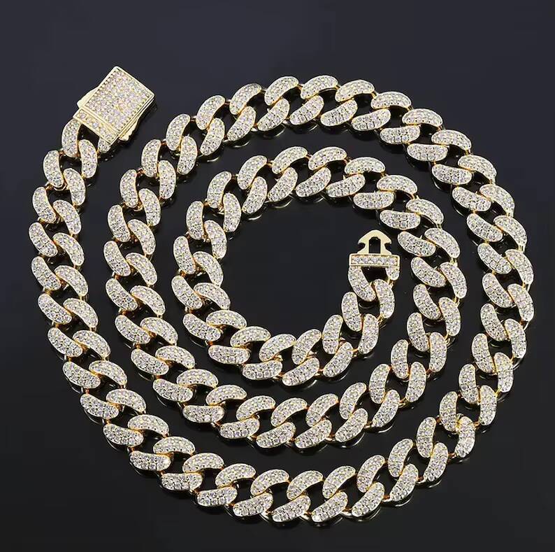 Bust Down Iced Out Hot Sale Mens Cuban Chain Necklace D Color VVS1 Moissanite Diamond Miami Cuban Link Chain Pendant Necklaces