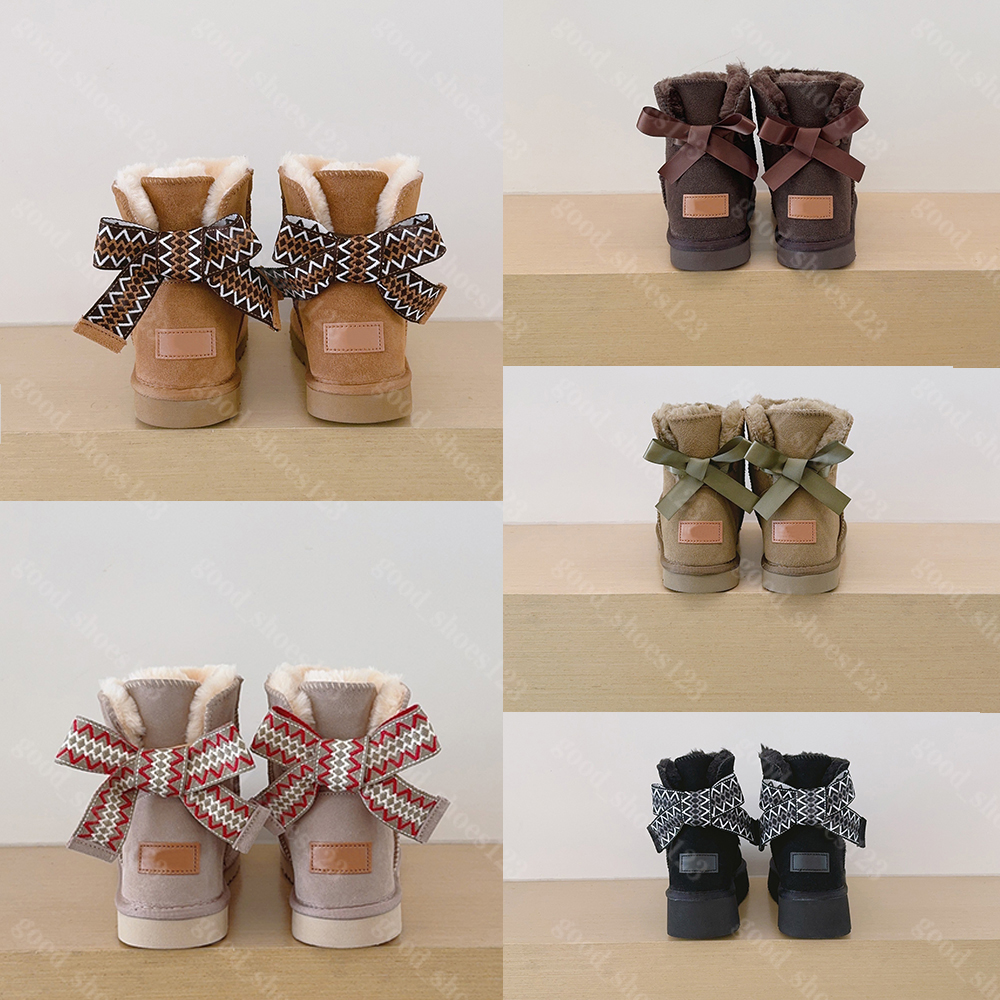 Athletic Outdoor Kids Shoes I Australian Warm Boots Toddlers classic Mini Half Snow Boot With Bows Girls Bowknot Shoe Children Boys Trainers