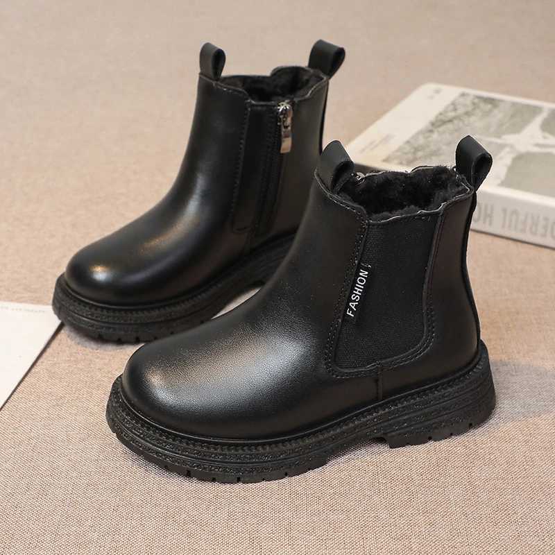 Kids Chelsea Boots for Girls 2025 New Winter Kids Ankle Boots Soft Sole Plush Breathable Lining School Shoes for Girls BootsW251121