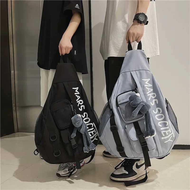 Fashion Mens Korean Trend Messenger Shoder Bag Sports Travel Large Capacity Backpack Fem Students Crossbody Ch Casual bag bolso Y251121