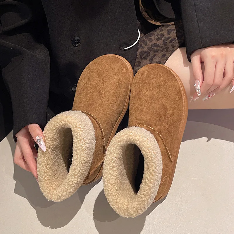 style womens flat nonslip thicksoled snow boots fashion versatile plush thickened warm cotton shoes 251121