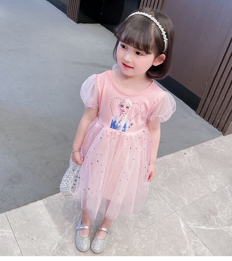 DISNEY kids designer clothes girls' dresses girls' Elsa princess dressFrozen summer children's rainbow dress baby Elsa dress