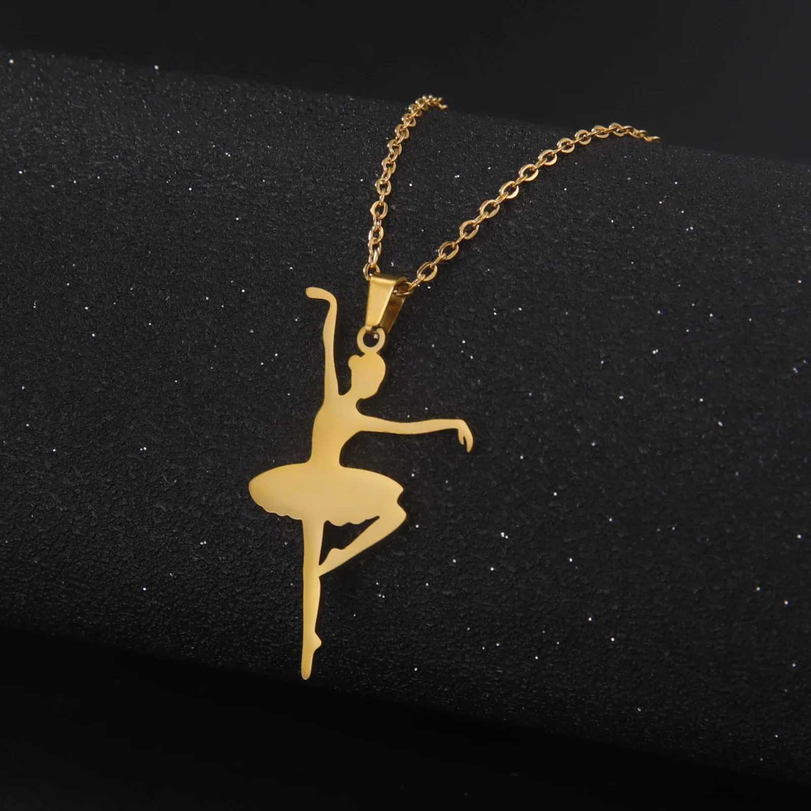 Skyrim Dancing Girl Ballerina Dancer Ballet Pendant Necklace for Women Stainless Steel Neck Chains Aesthetic Jewelry Gift New InXJ251121