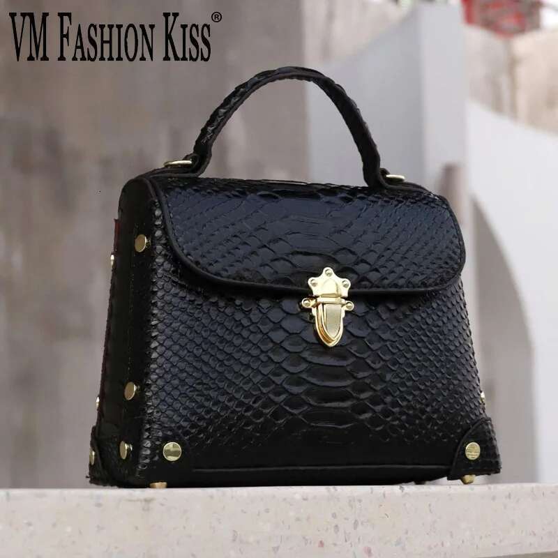 VM FASHION KISS D Python Pattern Women S Microfiber Shoulder Designer Top Handbag Lock Crossbody Bag Bag