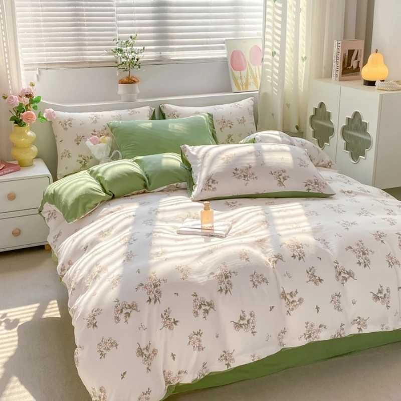 Flower bedding 100% pure cotton bedding set soft down duvet cover bedding linen box single double large 2024 summer Y250418