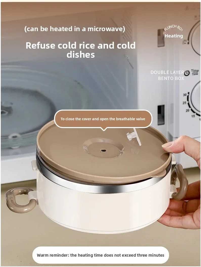 304 stainless steel student office worker lunch box insulation bucket portable lunch boxM251121