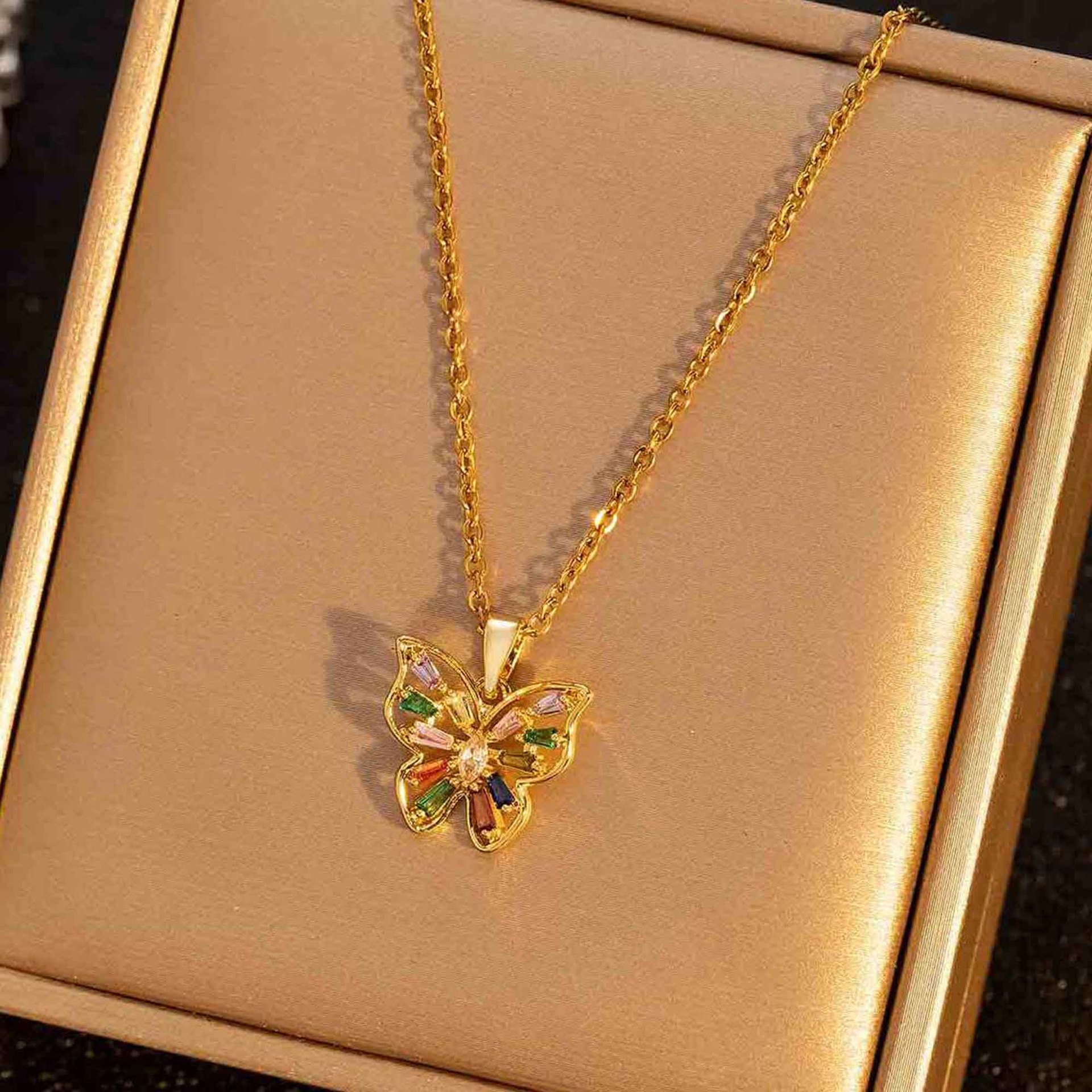 Butterfly necklace for women versatile colorful zircon light luxury ins-style clavicle chain designer necklace jewelry woman necklace designer for wom - view 5