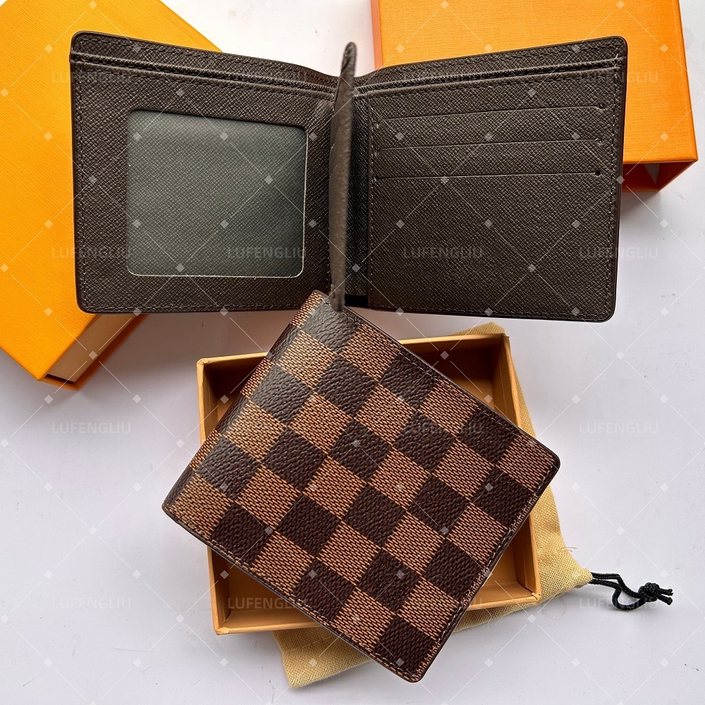 High quality Designers Luxury Genuine Leather Wallets cardholder France Paris plaid style billfold luxurys mens women short wallet High-end Purse Crossbody Bag AAA