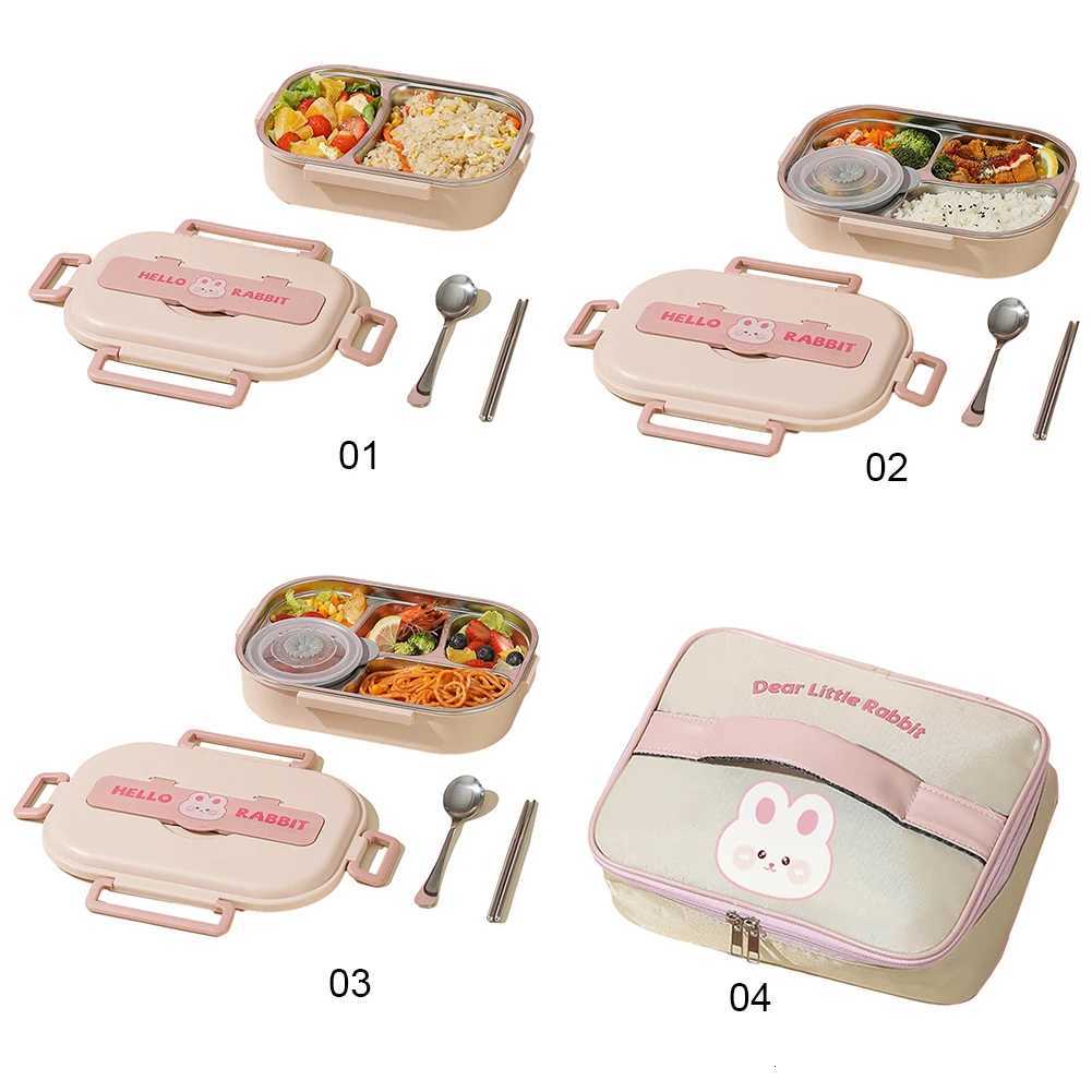 Stainless Steel Leakproof Sealed Food Container Microwave Safe 850/1500ml Thermal Bento Lunch Box Rabbit 2/4/5 Grids for LunchM251121
