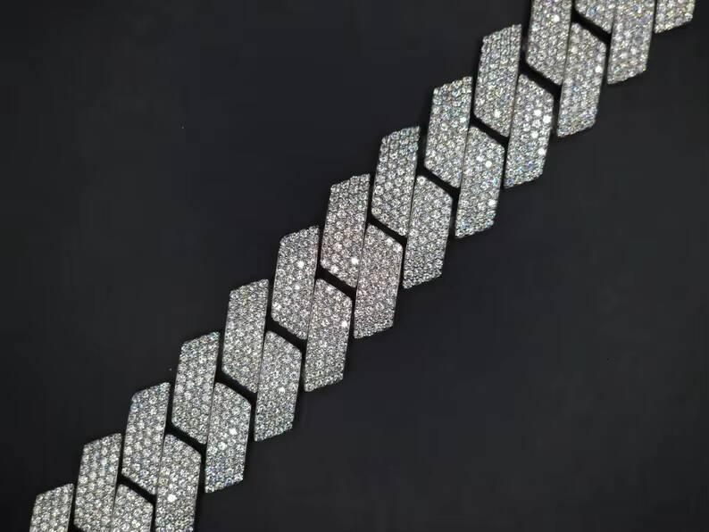 20mm 4 Rows Clasp Moissanite Diamond Cuban Chain 925 Sterling Silver Iced Out Pendant Necklace VVS Moissanite Cuban Link Chain