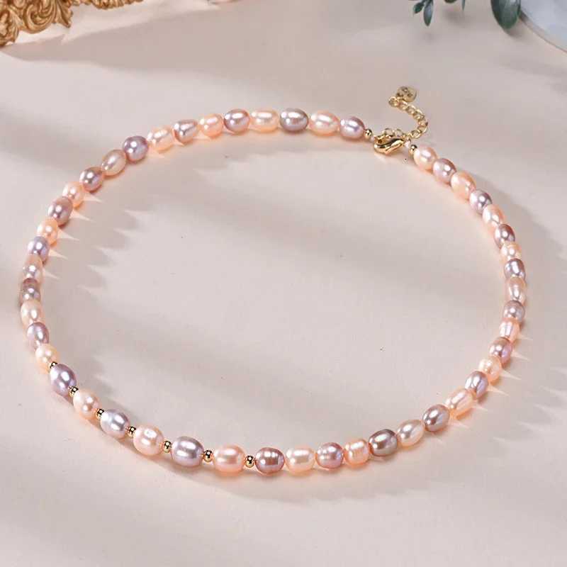 HENGSHENG 6-7mm Rice Shape Freshwater White Pink Purple Mixed Color Pearl Necklace 925 Sterling Silver Jewelry for Women GirlsXJ251121