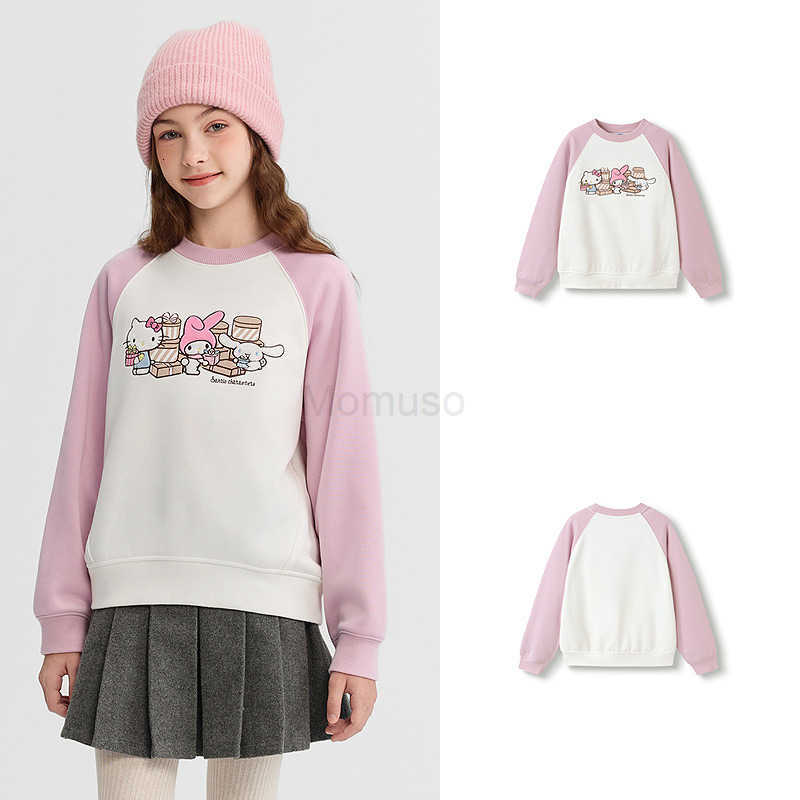 Sanrio Kuromi IPBalabala Childrens Clothing Girls Sweatshirt Kids 2025 New Winter Big Kids Fleece Top H251121