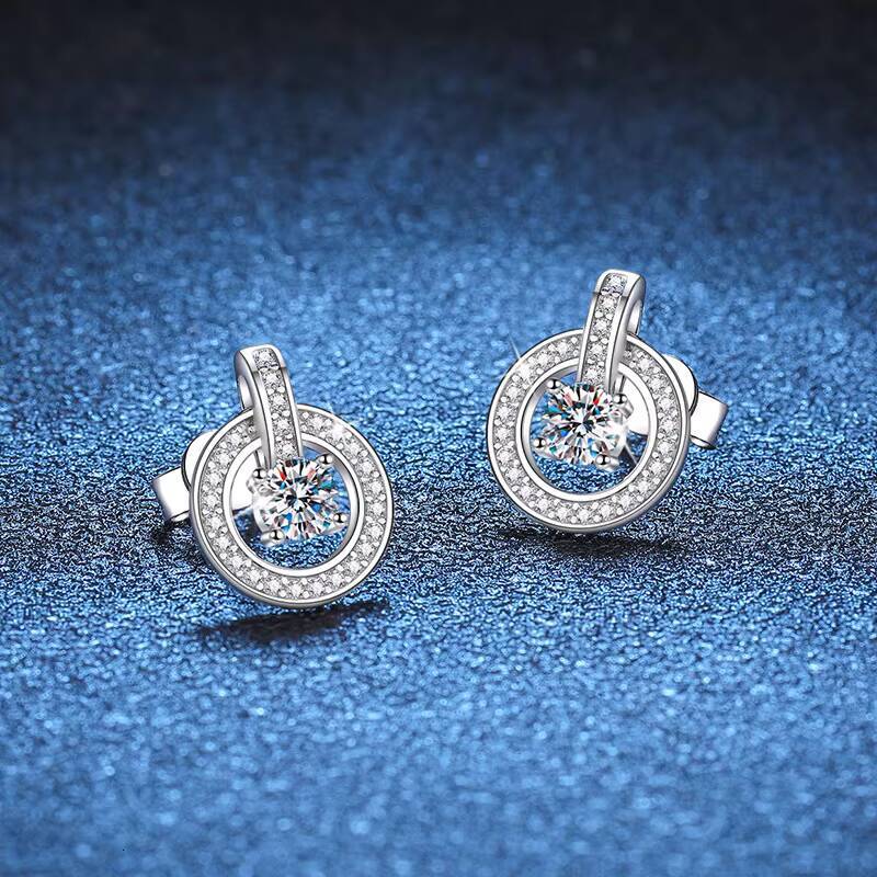 GRA Certified Lab Diamond 925 Sterling Silver Stud Earrings 03CT Moissanite D Color Round Earrings for Women Birthday Gifts