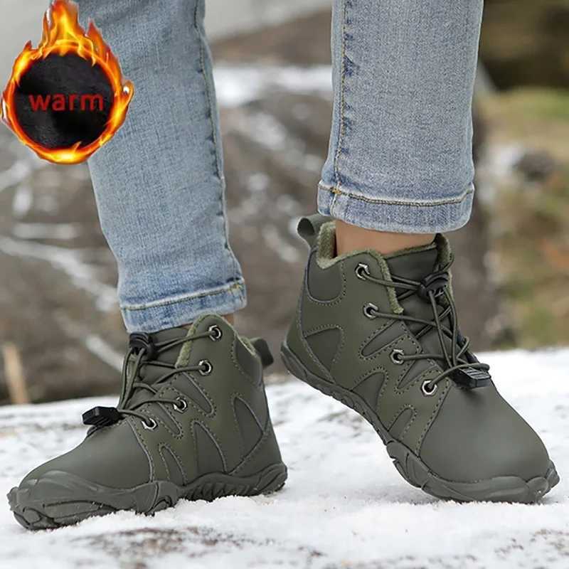 New Winter Kids Barefoot Snow Boot Waterproof Wide Toe High Top Hike Footwear Boys And Girls Thicken Warm Non-Slip SneakersW251121