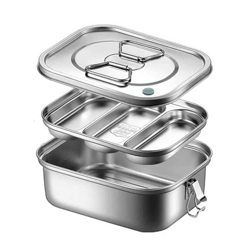 304 Stainless Steel Lunch Box Food Container Bento Box For Kids Adult Double Layer Large Capacity Tableware Food Storage BoxM251121