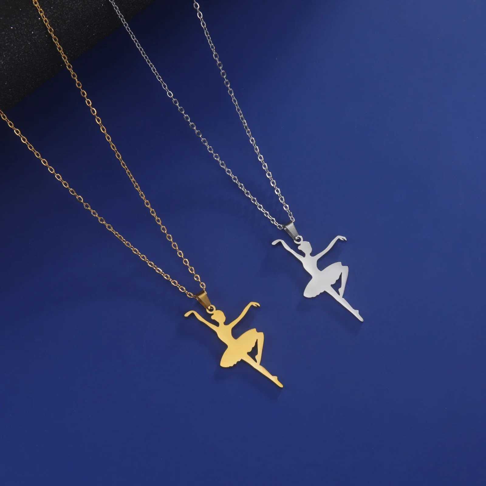 Skyrim Dancing Girl Ballerina Dancer Ballet Pendant Necklace for Women Stainless Steel Neck Chains Aesthetic Jewelry Gift New InXJ251121