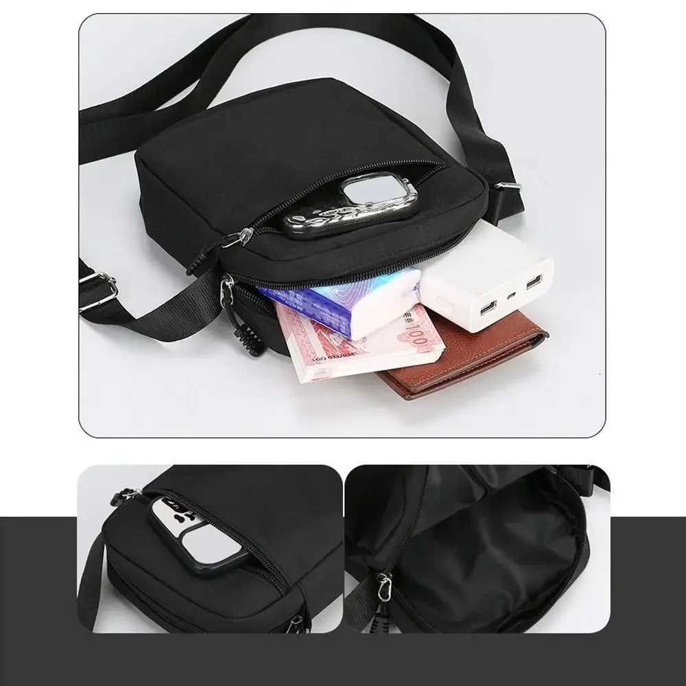 Fashion Adjustable Shoulder Bag Oxford Cloth Mobile Phone Bag Cartoon Black Crossbody Bag Simple Mini Mens Sports Bag T251121