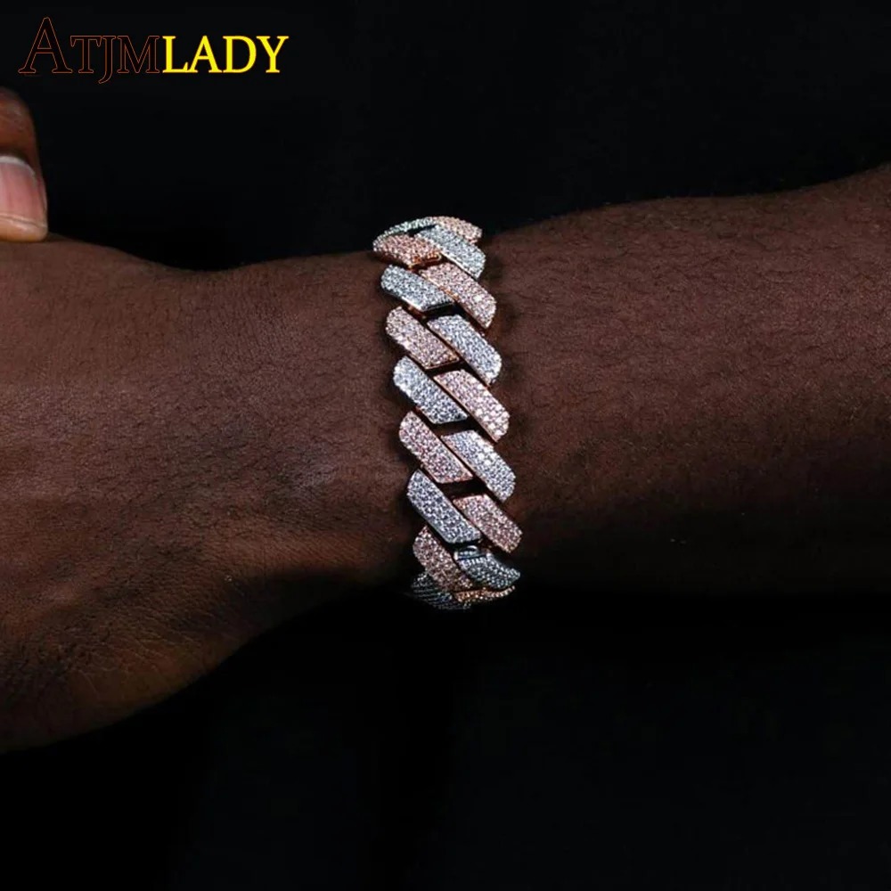 Wholesale Iced Out Sparking Fashion CZ Prong Miami Cuban Bracelet Micro Paved 5A Cubic Zircon Bling Men Hip Hop Jewelry 250415