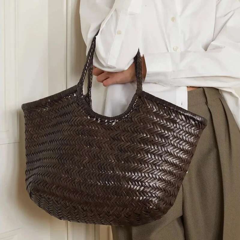 Designer Bag Women's Spring Summer French Vintage Large Capacity Tote Bag,Leather Woven Beach Bag Casual Style Irregular Handbag