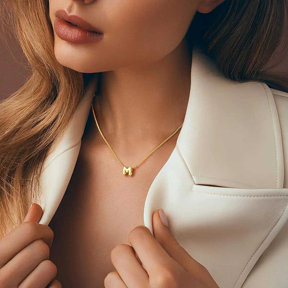 3D Bubble Initial A-Z Alphabet Mini Necklace for Women Girls Dainty Gold Plated Tiny Letter Stainless Steel Jewelry Bijoux GiftXJ251121