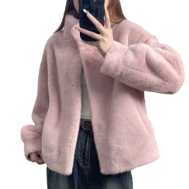 Short Luxurious Mink European Stand Collar Faux Coat EcoFriendly Fur Women's Autumn Winter New Arrival