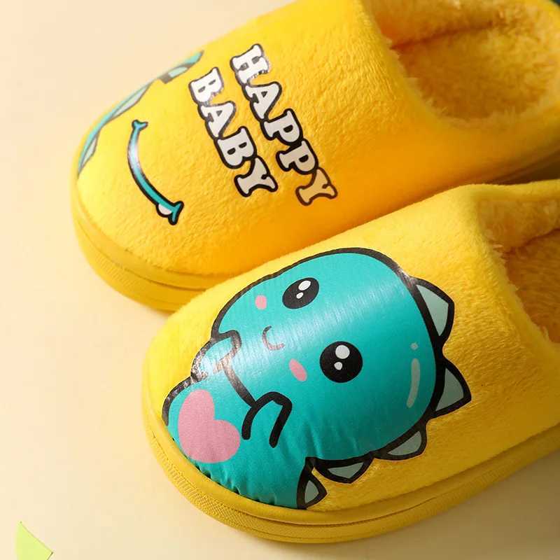 Cute Cartoon Dinosaur Slippers Fall Winter Warm Plush Indoor Home Shoes Unisex Half Slipper Fabric Insole Lining Cozy FootwearW251121