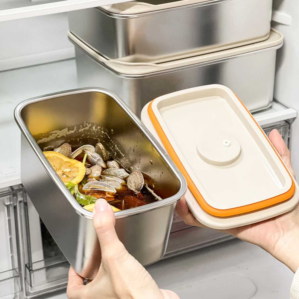 WORTHBUY Sealed Food Container 304 Stainless Steel Fresh-keeping Box Large Capacity Lunch Box Oven Induction Cooker SafeM251121