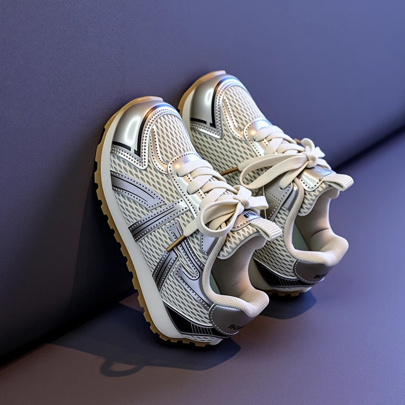 Luminous shoes with dual mesh eyes, breathable sports, soft sole, fashionable and trendy shoes, fashionable dad shoes, casual children's shoes