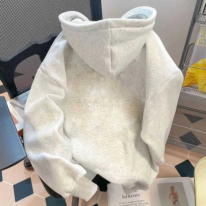 Sanrio Silver Fox Velvet Pure Cotton Hooded Sweatshirt for Women 2025 Autumn Winter American High Street Harajuku Couple Jacket Trendy Men H251121