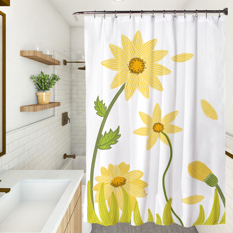 YL-37771 Fresh and Simple Series Home Shower Curtain, Bathroom Coverage, Hand-painted Waterproof Shower Curtain