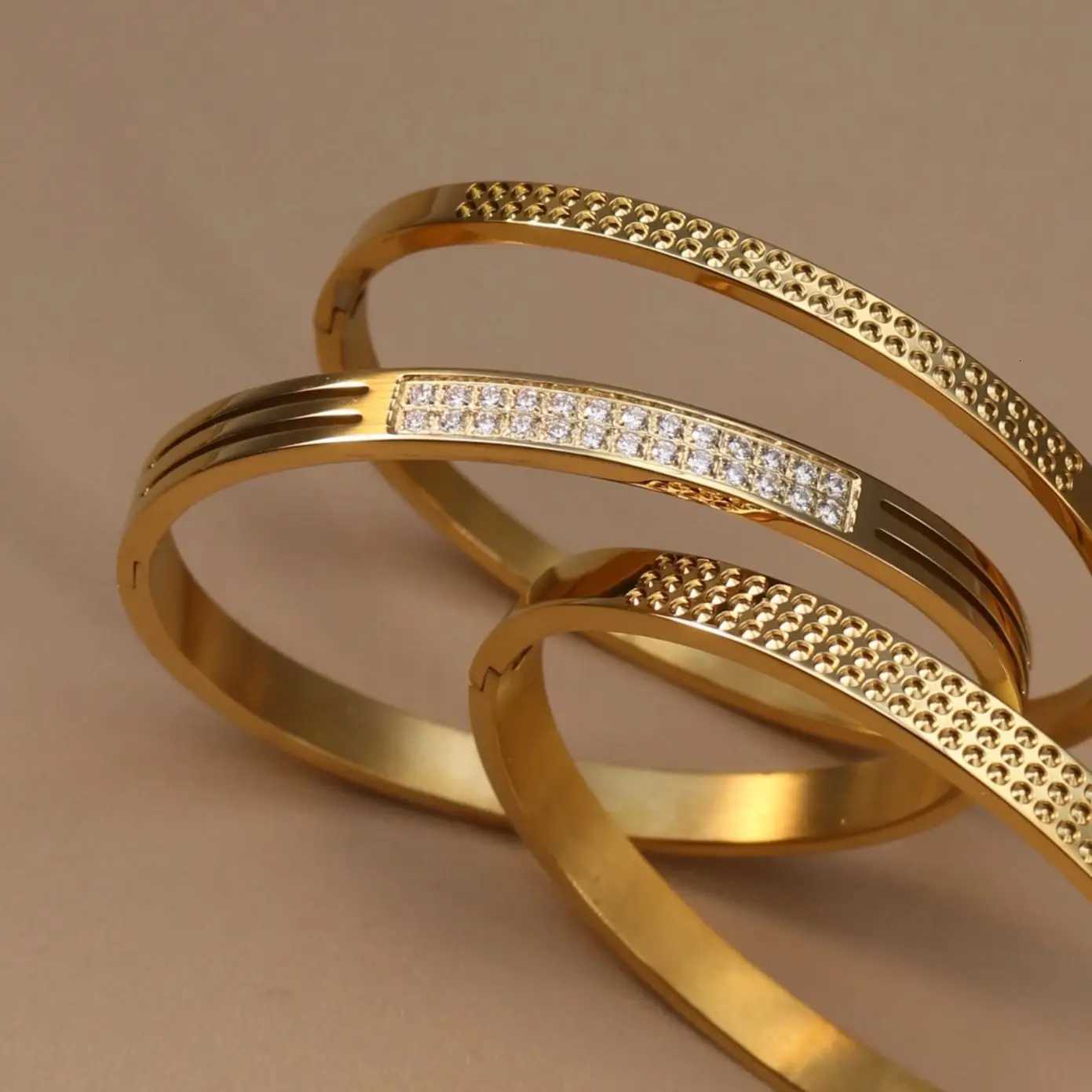 High Quality Stainless Steel 18 K Gold Plated Zircon Bracelet Womens Jewelry Party Wholesale Bangles GiftsW251121