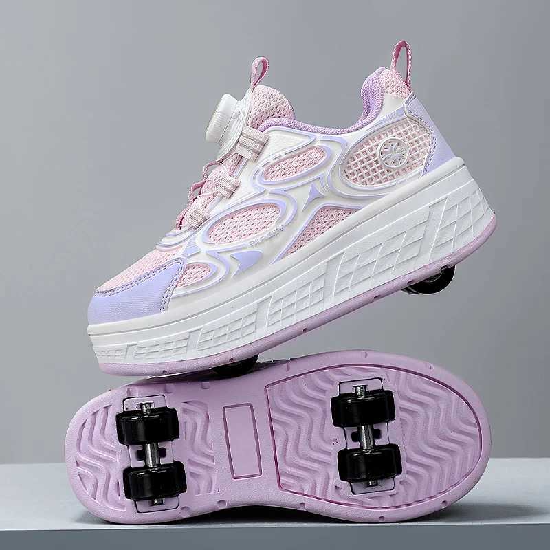 Girls Roller Skating Shoes Invisible Four-wheel Sliding Wear-resistant Sturdy Sports Casual Entertainment Skating Shoes for KidsW251121