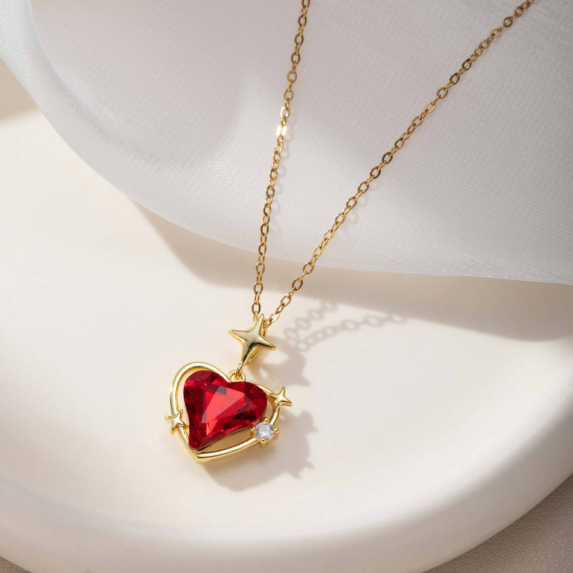 titanium steel Loving Heart Rose moissanite chain designer necklace designer necklace for woman diamond chain luxury jewelry women mens necklace - view 4