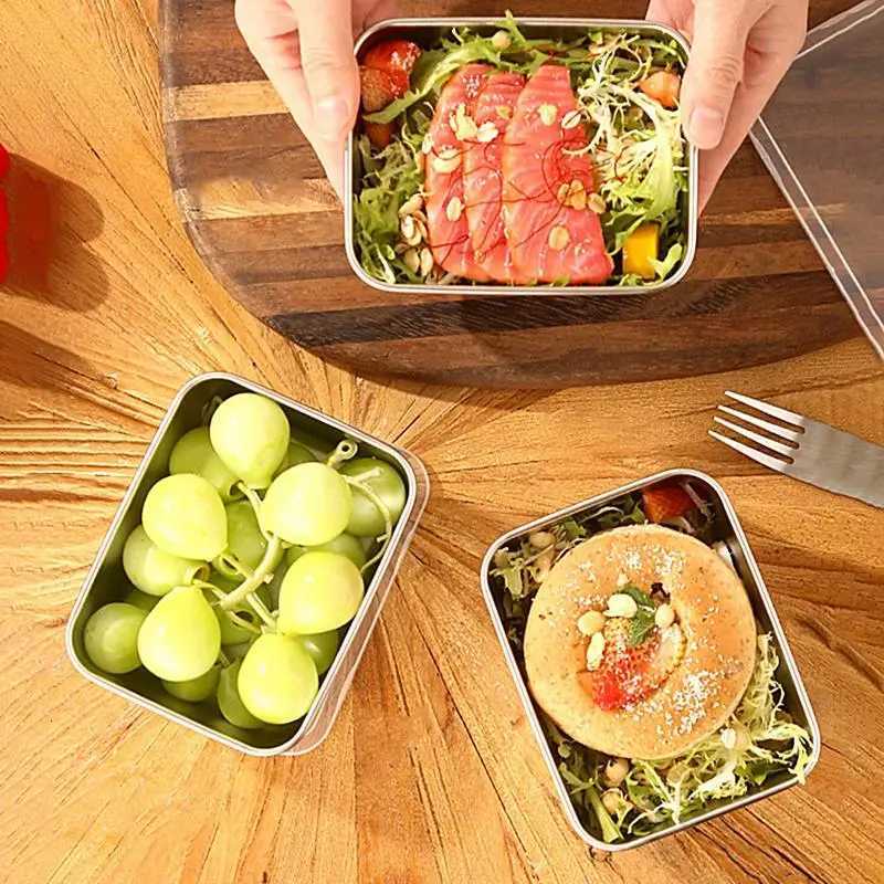 Snack Container Dinner Box Metal Bento Lunch Box Stainless Steel Anti Leak Bento Box For Refrigerator Storage Box With LidM251121