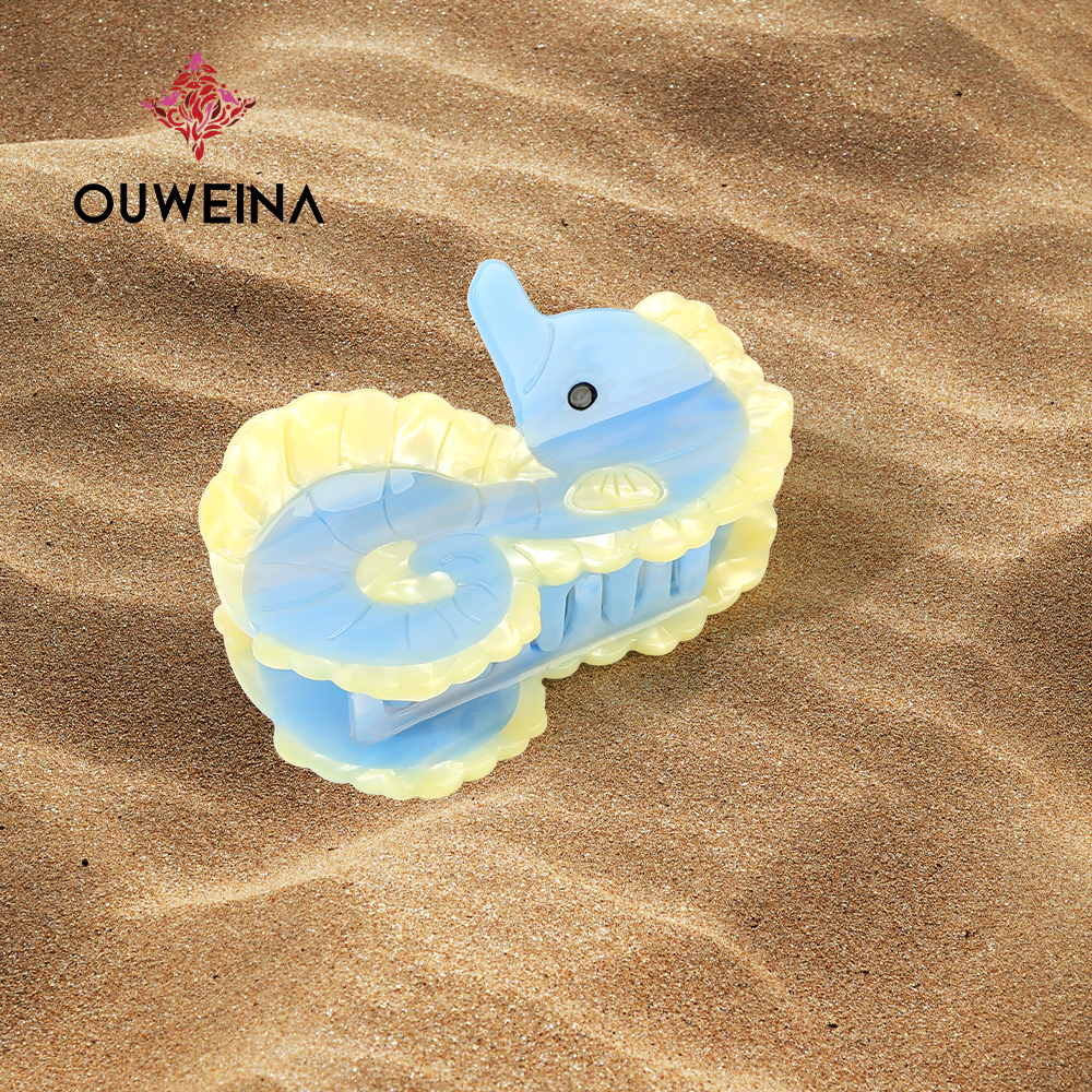 Personalized niche acetate grab clip original design style seahorse DW00360 cute animal hair accessories high ponytail clip