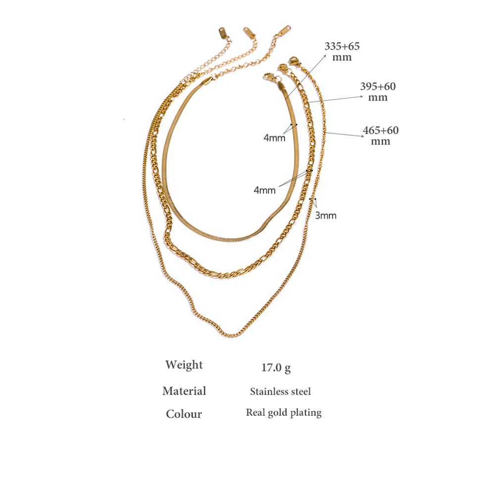 Yhpup Stainless Steel Chain Layered Necklace Separated Set for Women Statement Golden Metalic Waterproof Collar Necklace JewelryXJ251121