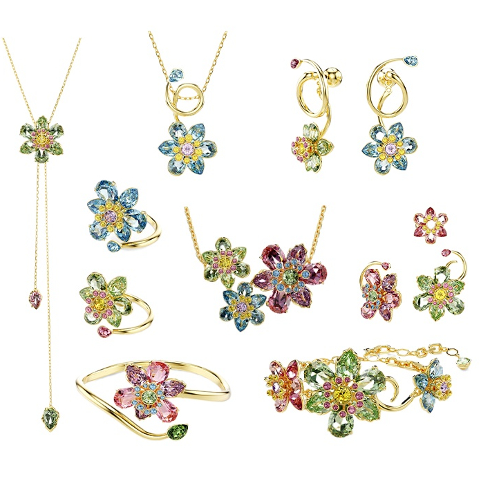 2025 fresh sweet rose flower designer necklace earrings ring bracelet jewelry set for women luxury party wedding top grade green crystal choker necklaces