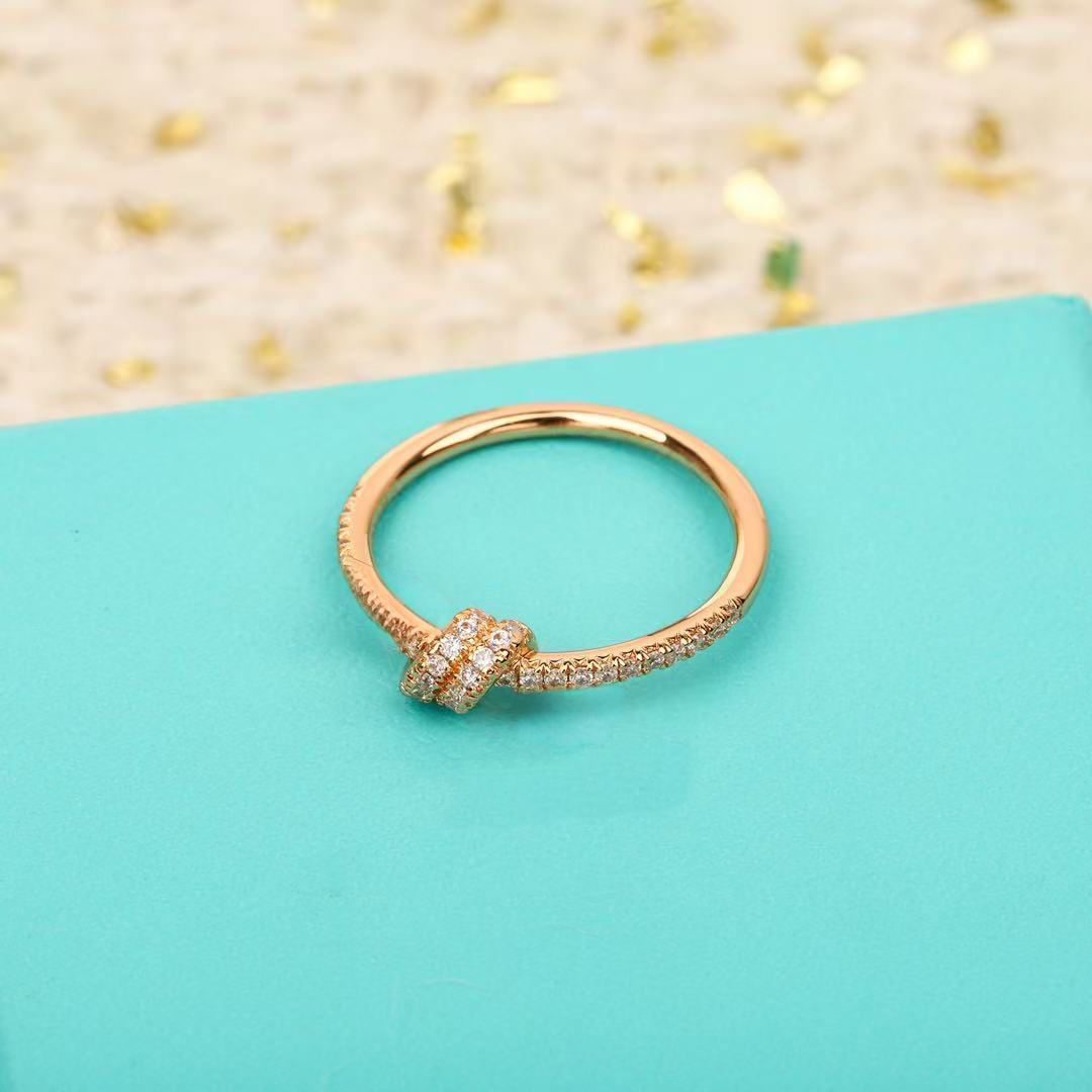 designer ring fashion trend letter gift knot shape with dia simple personality versatile romantic high-end light