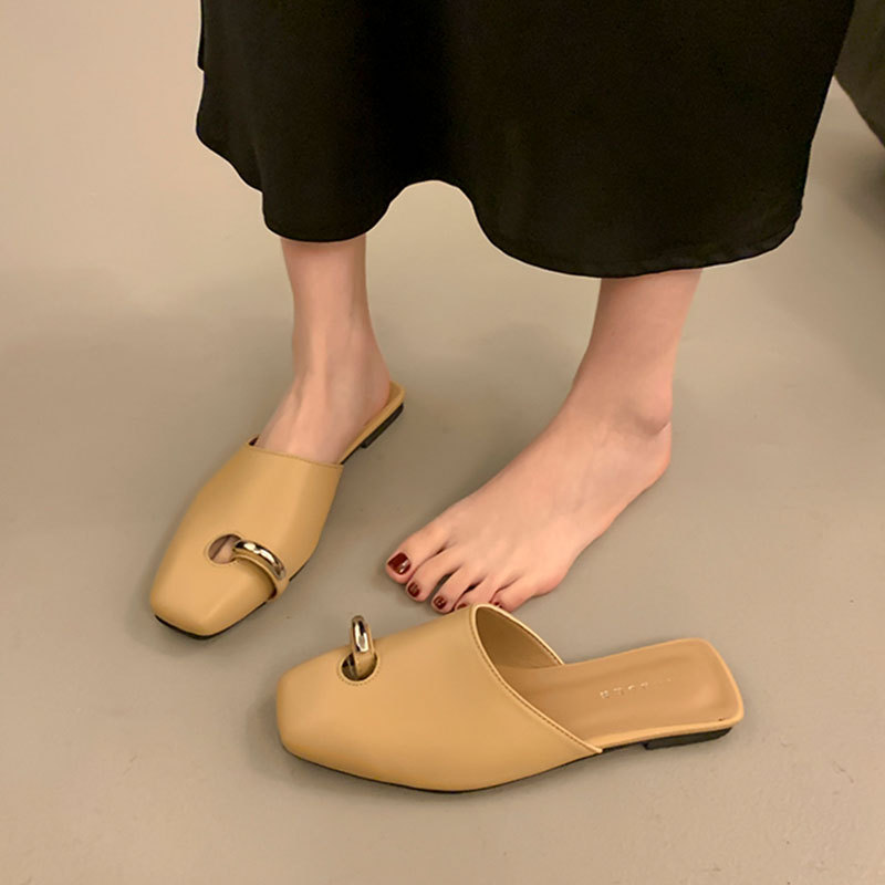 Black Metal Slide Sandals | Stylish Open Toe Mule Slippers 2024 4 05988