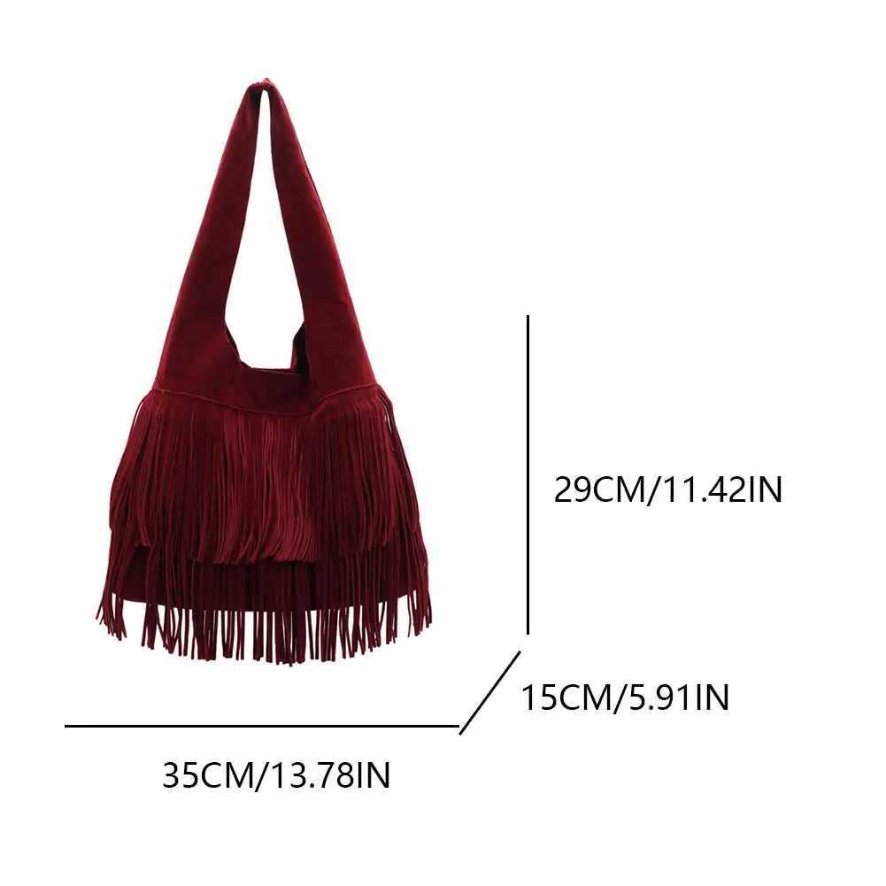 Women Frosted Slouchy Hobo Bag Faux Suede Tassel Shoulder Bag Large Capacity Travel Tote Handbag Female Shopping BagW250512