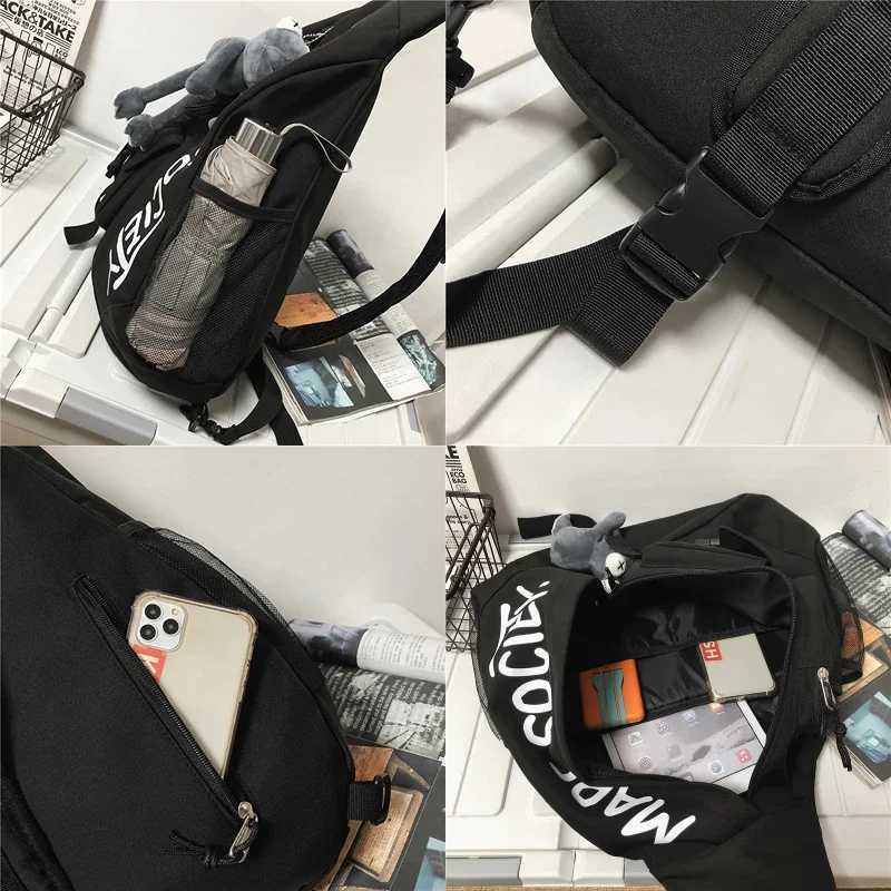 Fashion Mens Korean Trend Messenger Shoder Bag Sports Travel Large Capacity Backpack Fem Students Crossbody Ch Casual bag bolso Y251121