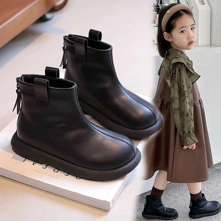 New designer shoes Girls Autumn Winter Martin Boots New Children s Leather Boots Single Boots Princess Boots Girls Fleece Lined Short Boots