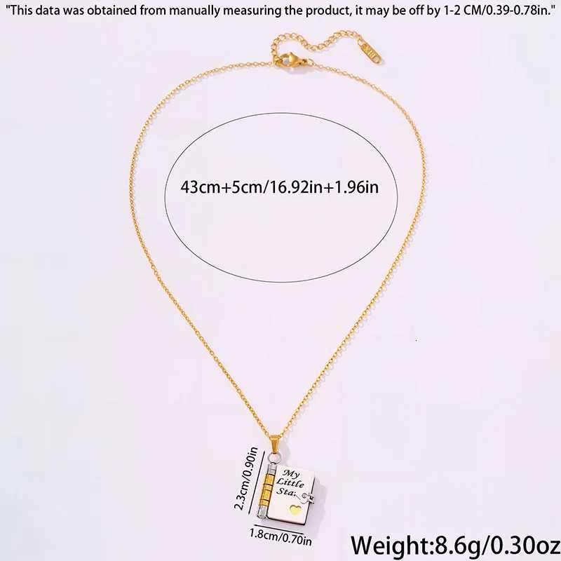 Openable Daughter Book Necklace Stainless Steel Gold Color Message Mini Book Pendant Necklace with Pages of Engraved InformationXJ251121