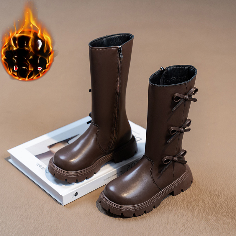 New designer shoes Girls Long Boots Autumn Winter New Style High Boots Fashionable Bow Princess Leather Boots Children s Martin Boots